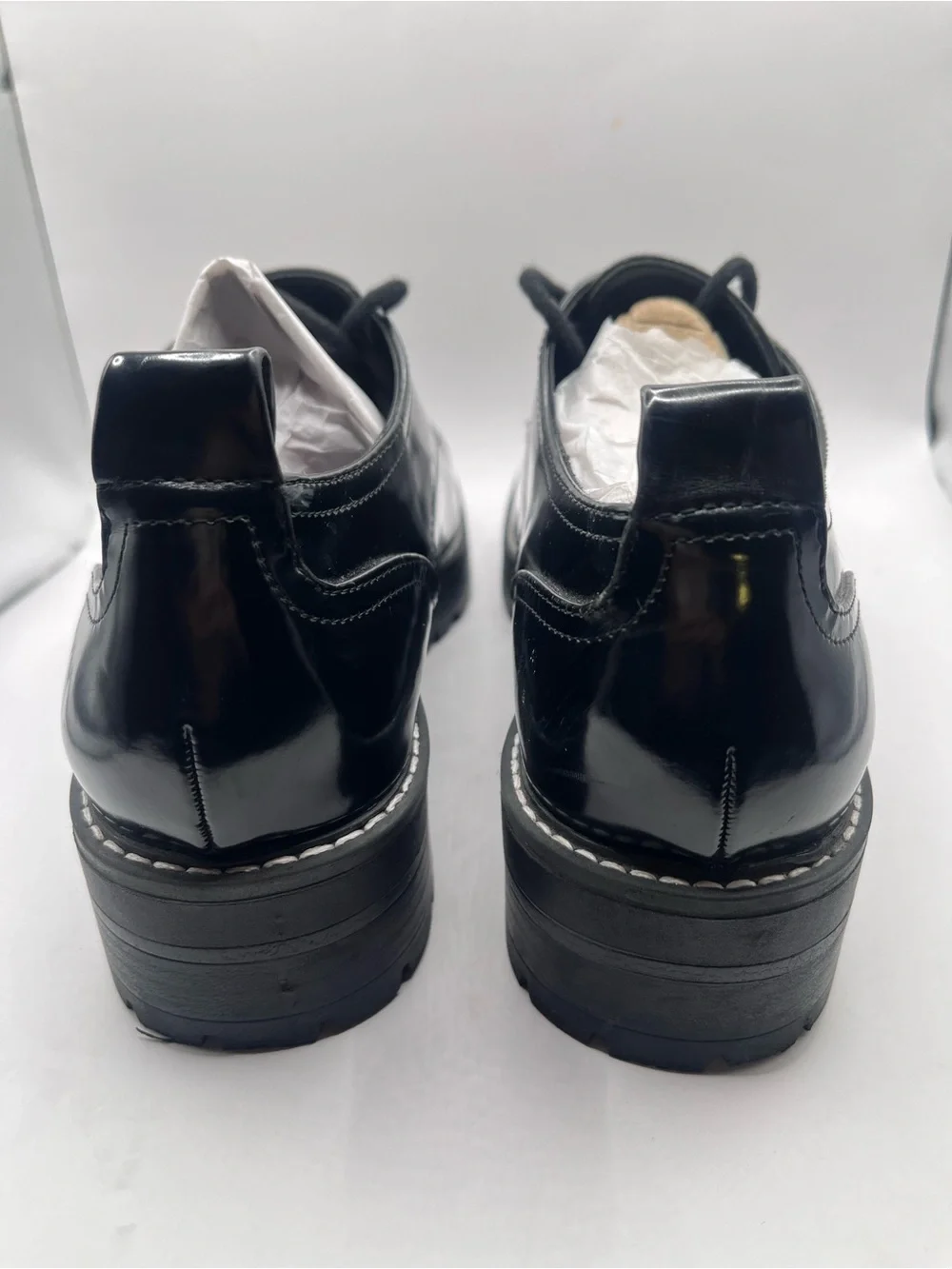 Zara Men's EU 41/US 8.5 Women's 41/US 10 Black Lace-Up Platform Derby Shoes